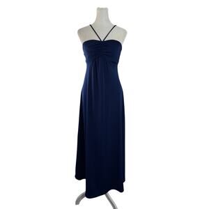 Vintage ‘80s Navy Blue Sleeveless Spaghetti Strap Maxi Dress
